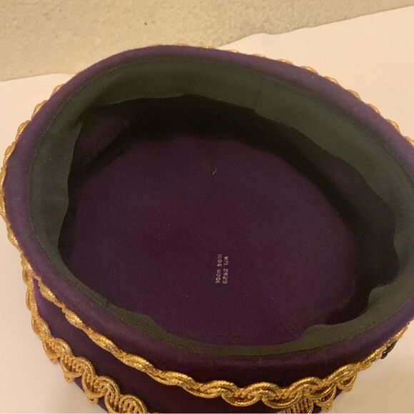 Vintage purple 100%  Wool Hat gold accents